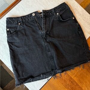 Topshop Black Jean Mini Skirt